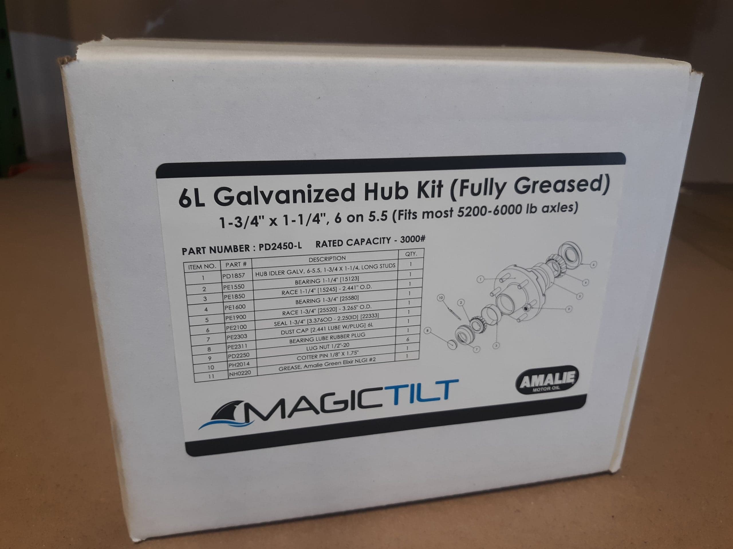 6Lug Hub Assemblies (Copy) - PD2450-L - HUB KIT ASSY, GREASED