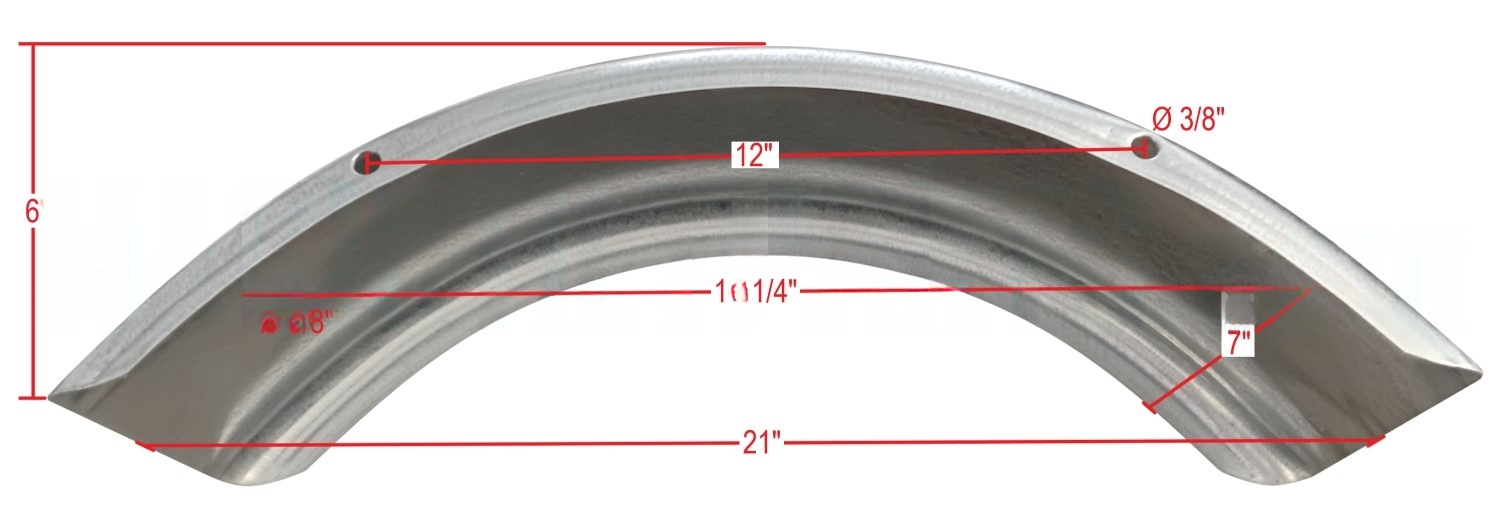 PI1002 ~ 1-AXLE FENDER GALVANIZED 7" x 6" x 21"