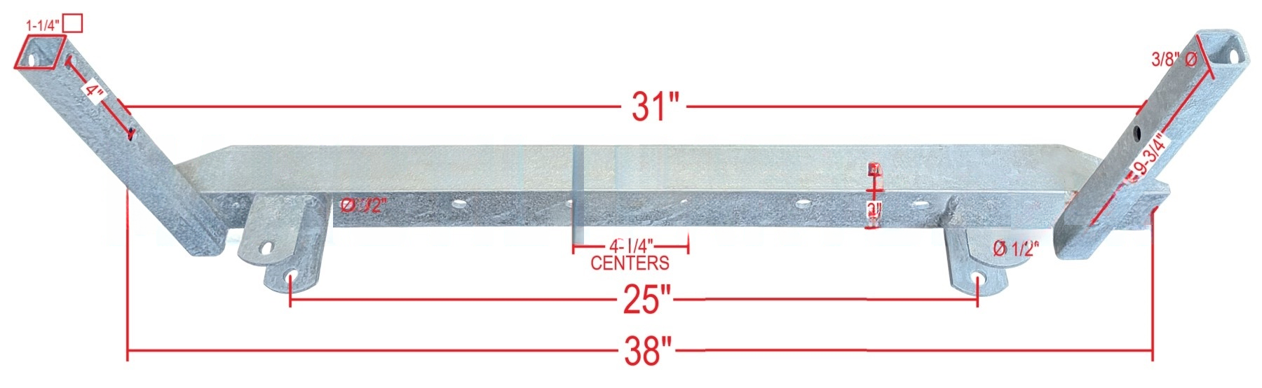 PK2513 ~ 1-AXLE UNDERCARRIAGE 38" 2-EYE OUTSIDE MOUNT
