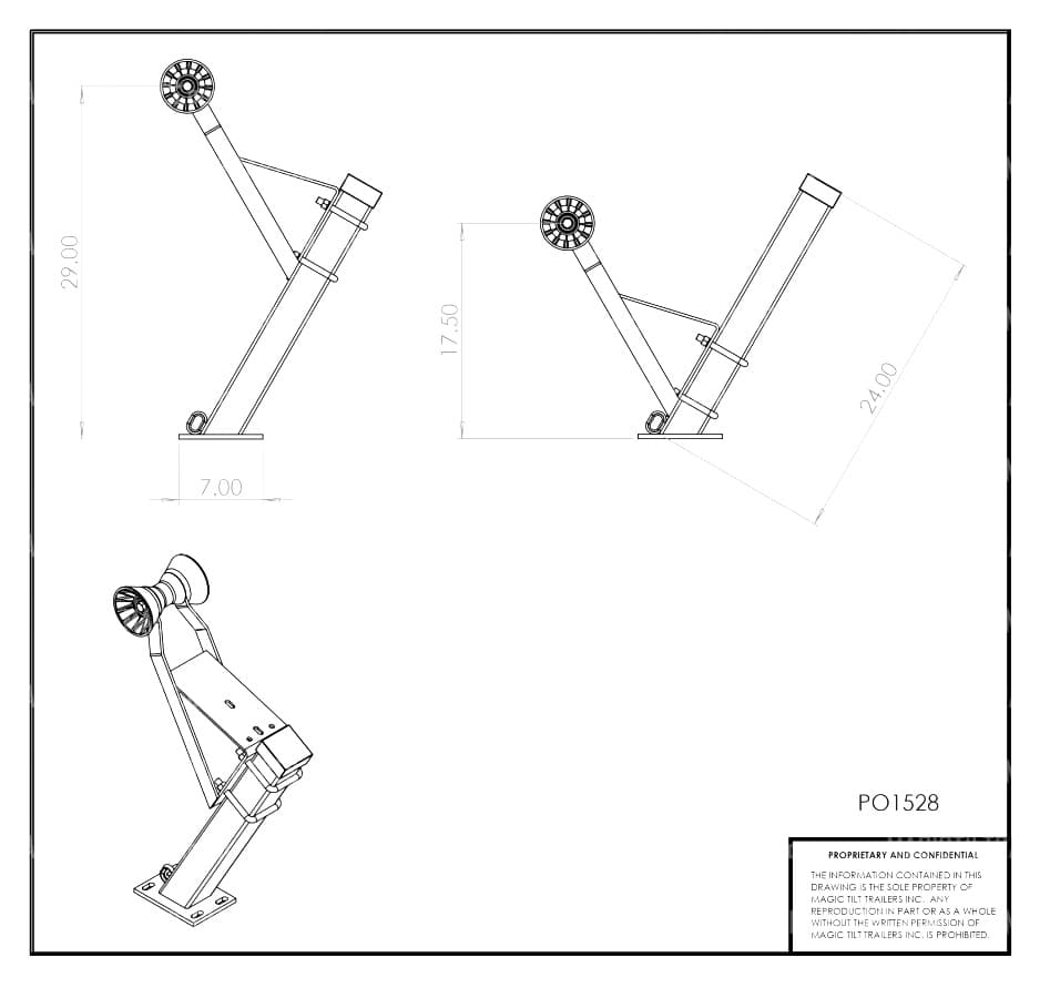 PO1528 ~ WINCH POST ASSEMBLY 24" STANDARD-DUTY