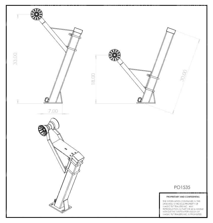 PO1535 ~ WINCH POST ASSEMBLY 30" STANDARD-DUTY