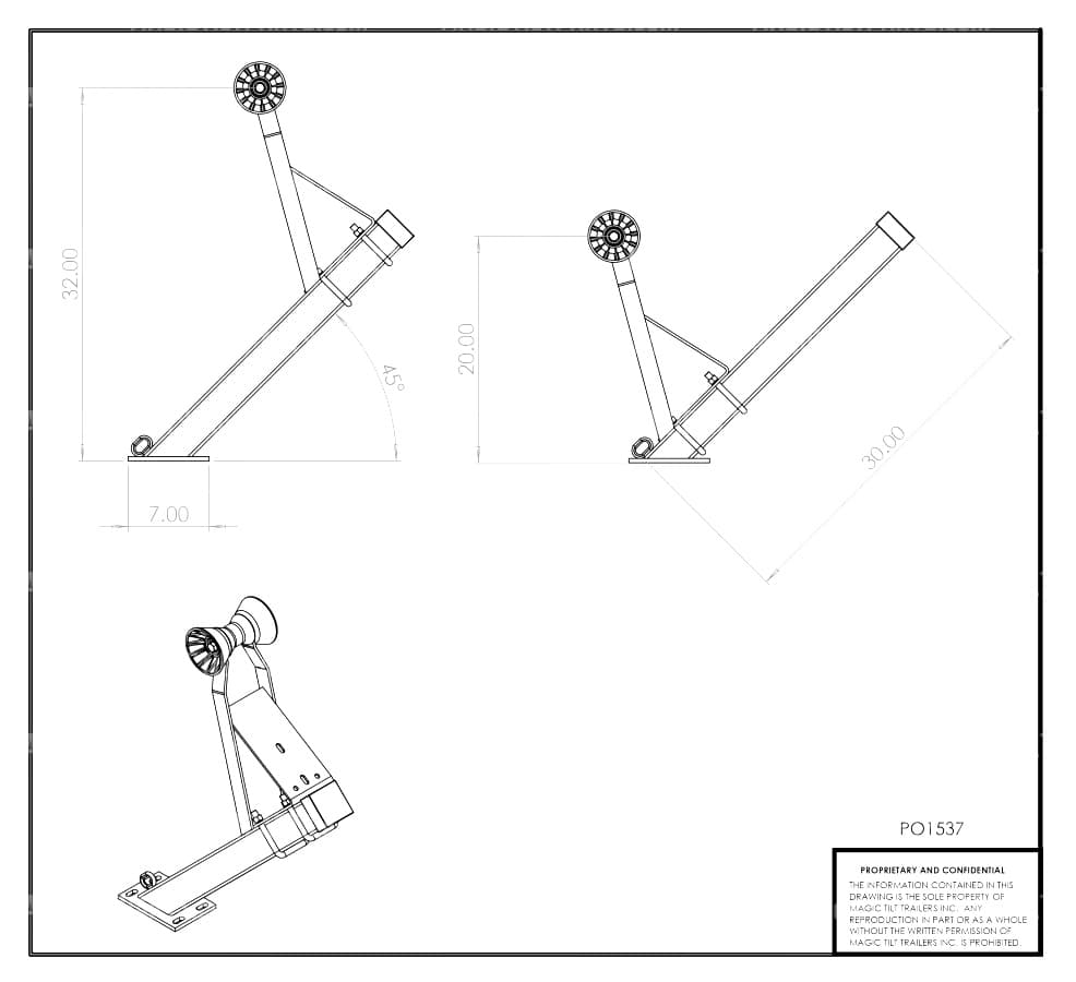 PO1537 ~ WINCH POST ASSEMBLY 30" (STEEP) STANDARD-DUTY