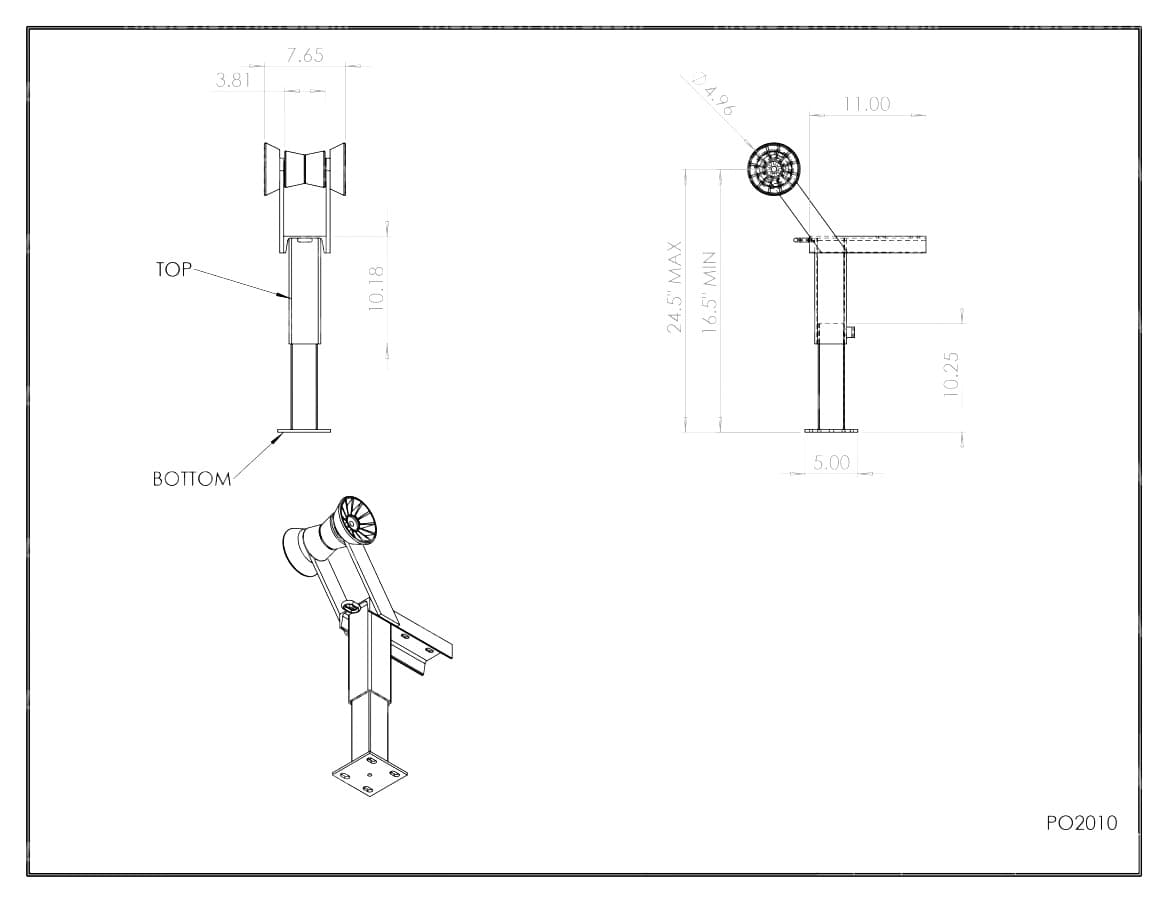 PO2010 ~ WINCH POST ASSEMBLY CUSTOM 24" (ADJUSTABLE)