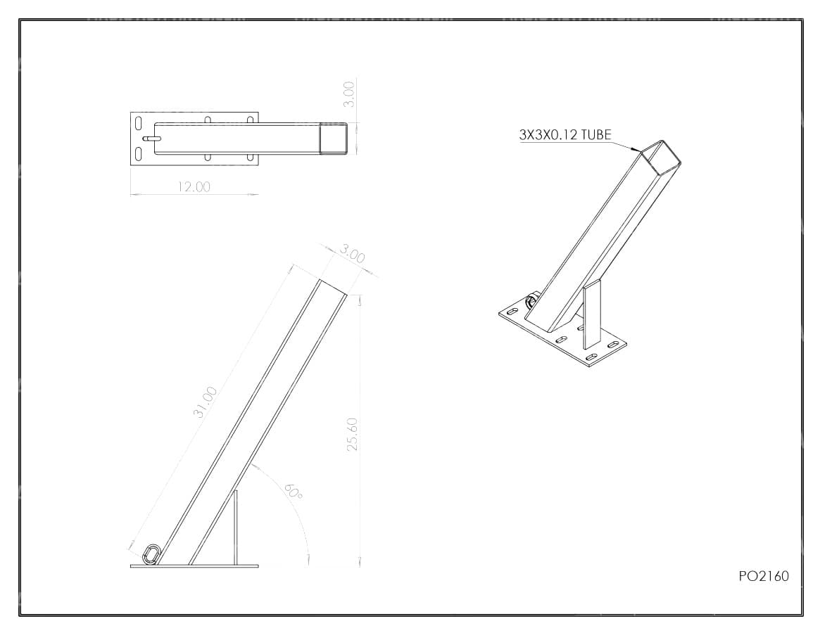 PO2160 ~ WINCH POST 3" x 3" x 30" HEAVY-DUTY 6-HOLE