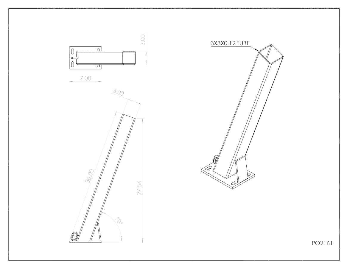 PO2161 ~ WINCH POST 3" x 3" x 30" HEAVY-DUTY 4-HOLE