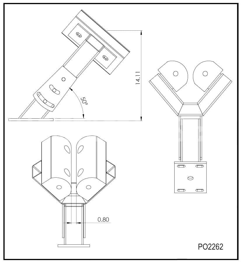 PO2262 ~ TWO-PIECE PINNACLE BOW REST ASSEMBLY WITH SWIVEL LOW PROFILE