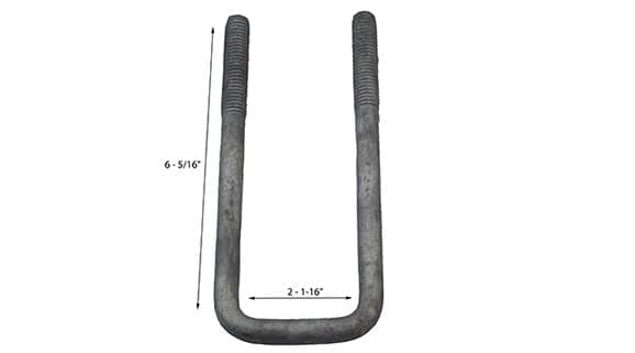 1/2" Galvanized Square U-Bolts - PY2025-1/2X2-1/16X6-5/16