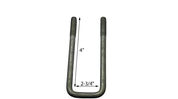 1/2" Galvanized Square U-Bolts - PY2060-UBOLT 1/2X2-3/4X4 SQ GALV