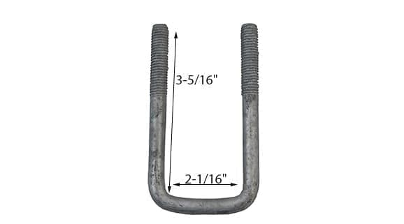 1/2" Galvanized Square U-Bolts - PY2011-1/2X2-1/16X3-5/16